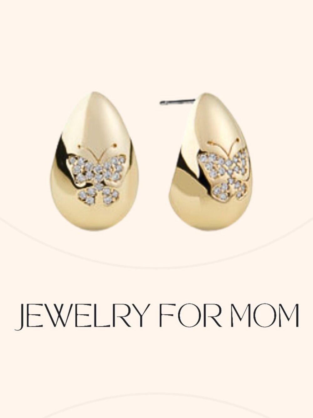 Elegant Gold Teardrop Earrings with Crystal Butterflies